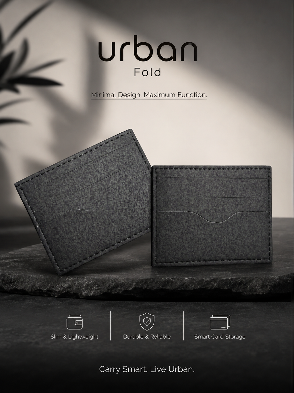 Urban Fold Slim Card Holder Leather Wallet
