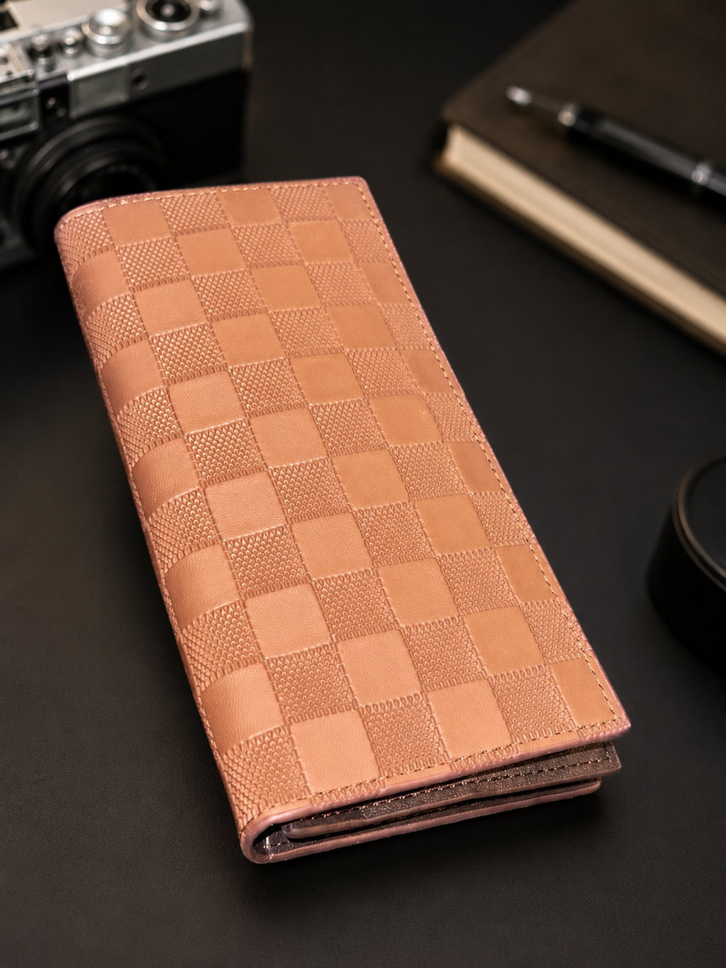 Urban Fold Signature Checkered Long Wallet
