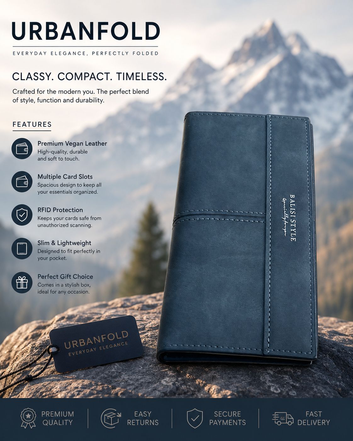 Urban Fold Balisi Long Synthetic Leather Wallet