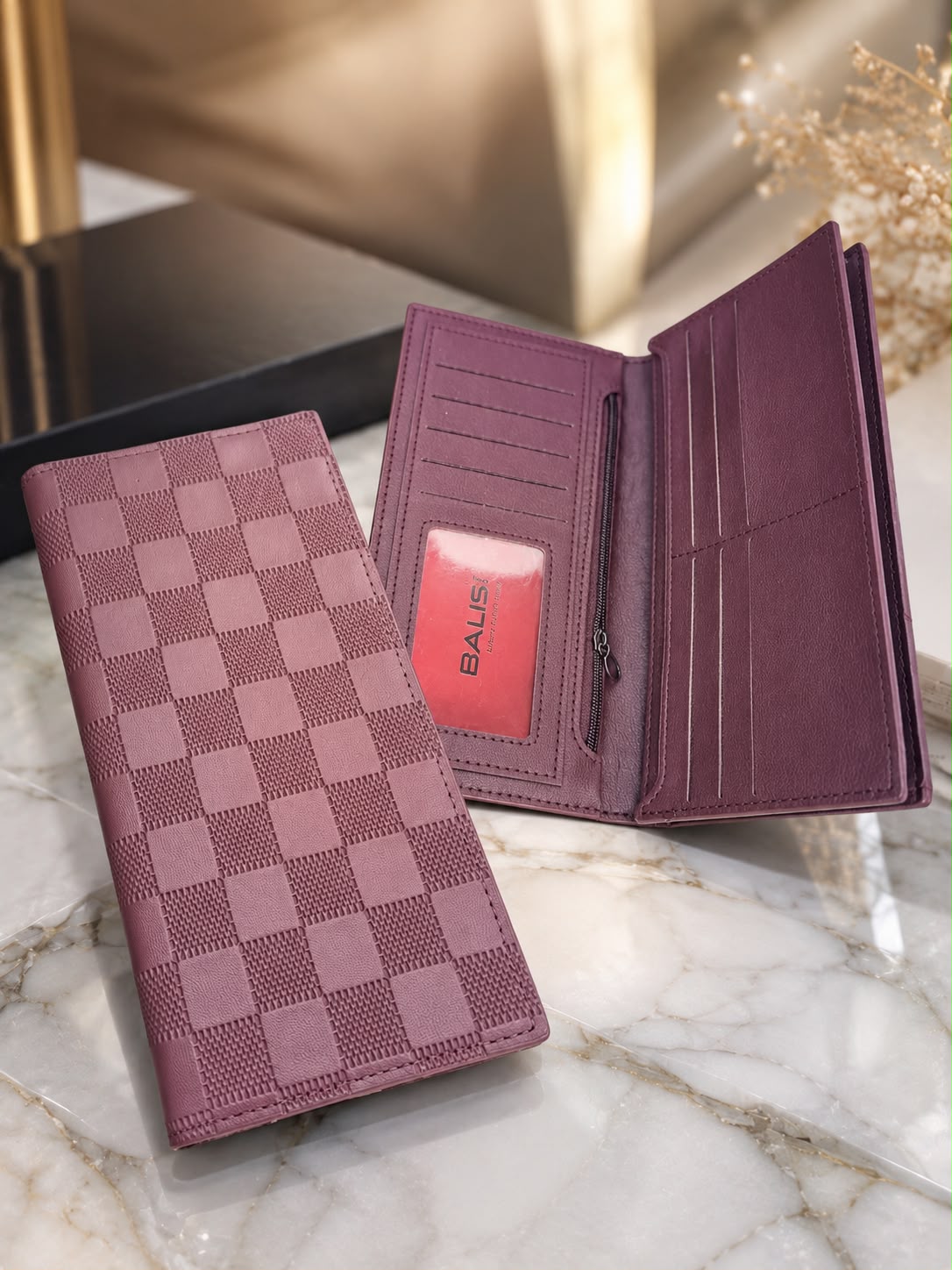 Urban Fold Signature Checkered Long Wallet